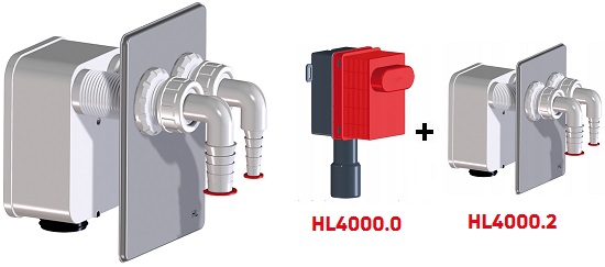  Сифонный блок HL4000.2 для одновременного подсоединения 2-х стиральных или посудомоечных машин или их комбинаций.